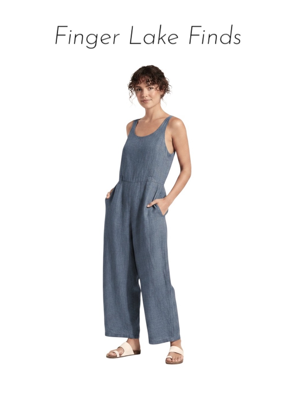 Rachel Zoe Slate Blue Linen Jumpsuit, 6